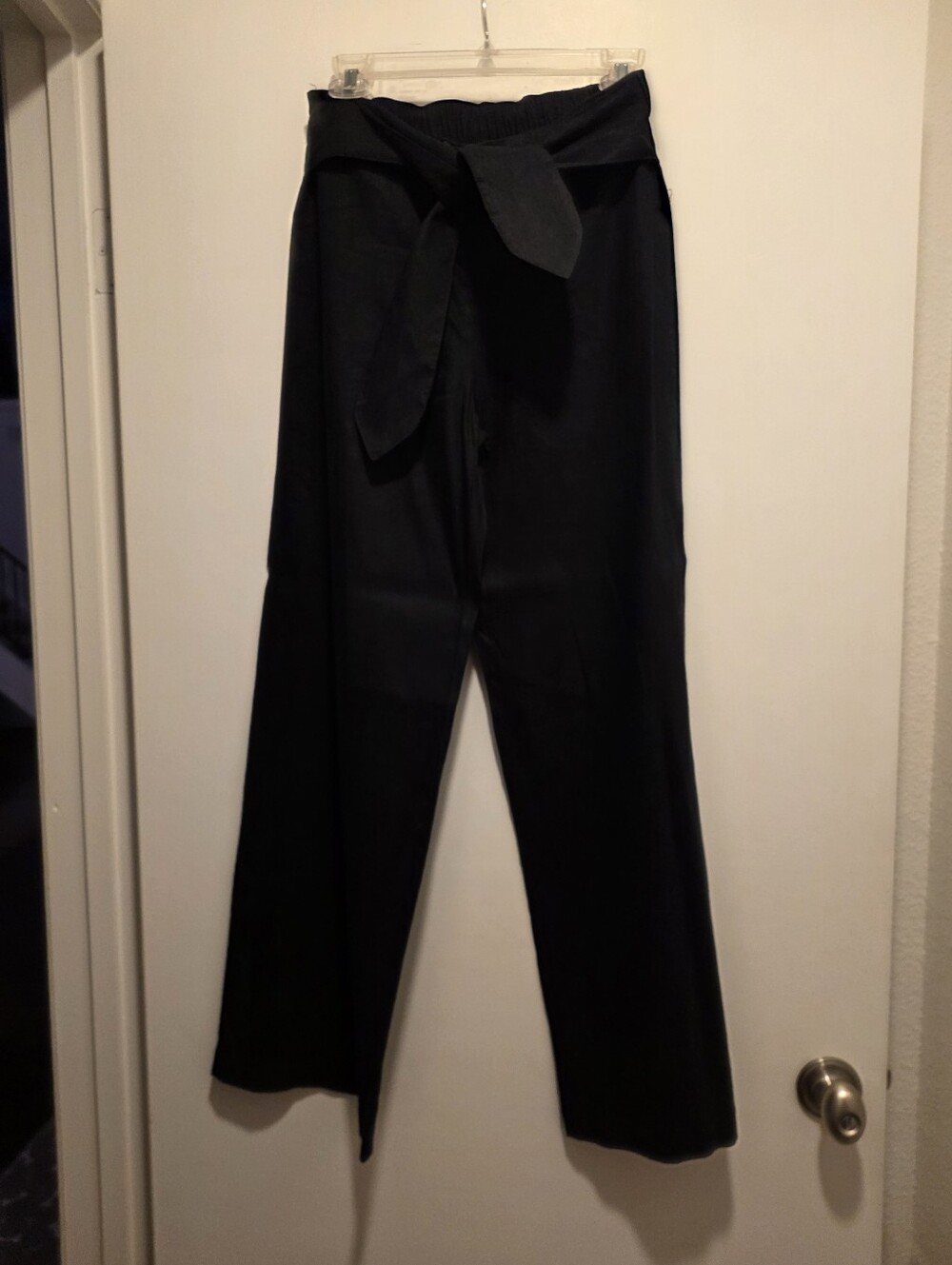 INC Linen Like Black Tie-Waist Wide-Leg Pants. Sz XS